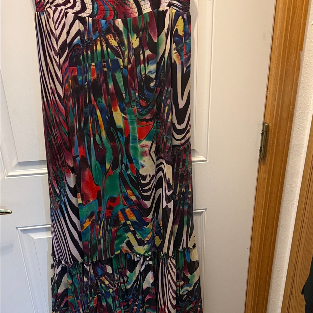 Alberto Makali Multicolor Zebra-Print Maxi Skirt